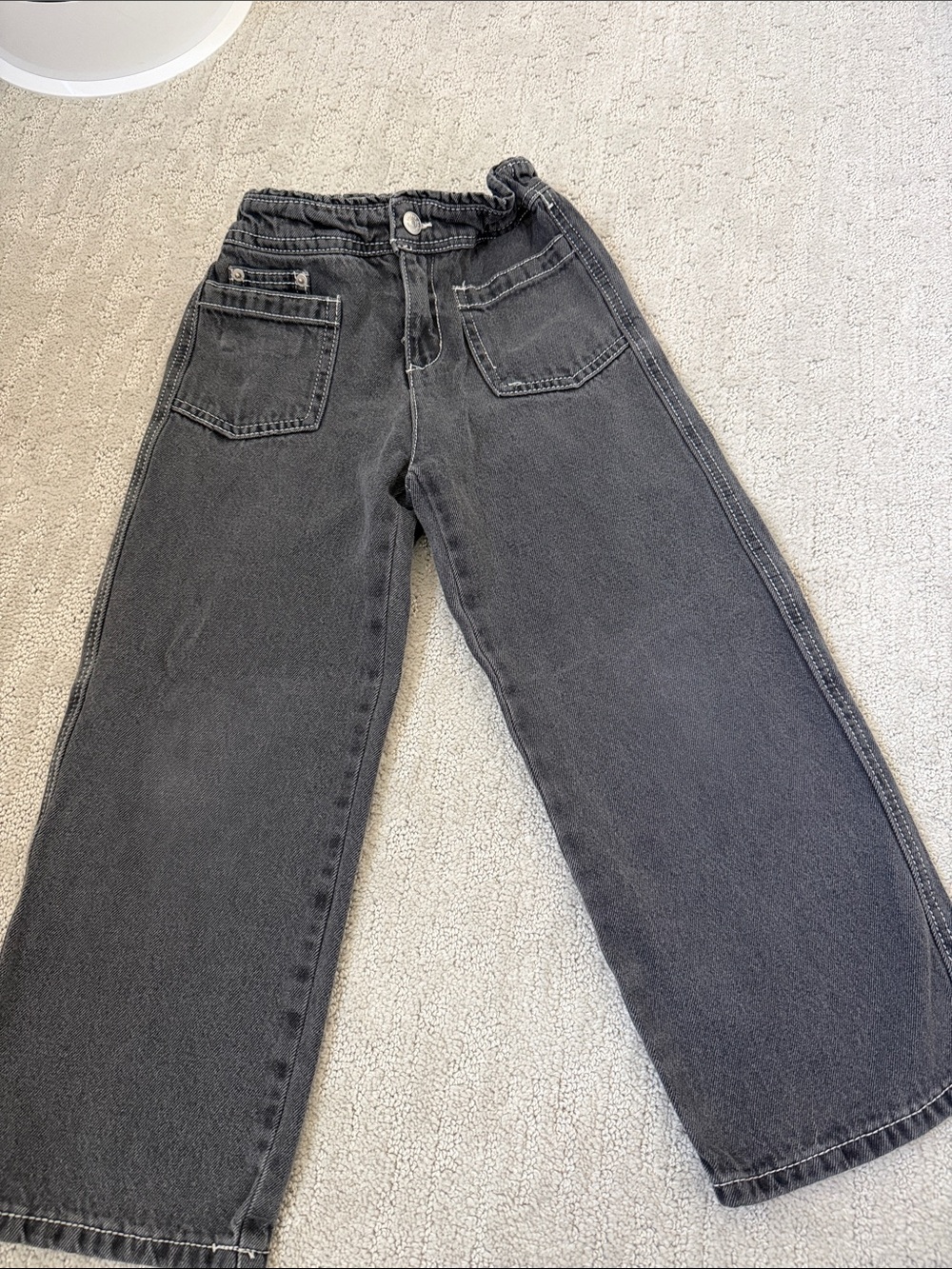 Zara Kids Black Wide-Leg Jeans with Patch Pockets